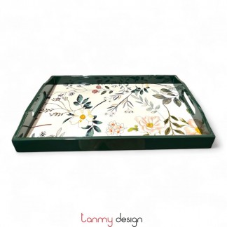 Rectangle lacquer tray hand-painted with camellia pattern 25*35*H4cm